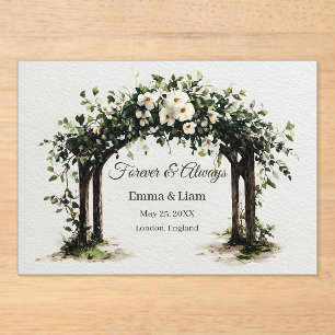 Invitations En Acrylique Arc de mariage à l'aquarelle élégant avec des fleu