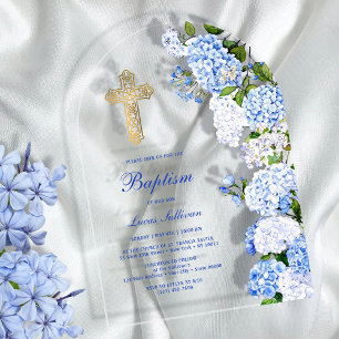 Invitations En Acrylique Arc de mariage baptême Hortensia Bleu