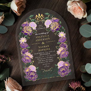 Invitations En Acrylique Arc de mariage Jardin Enchanté Fantaisie Violette