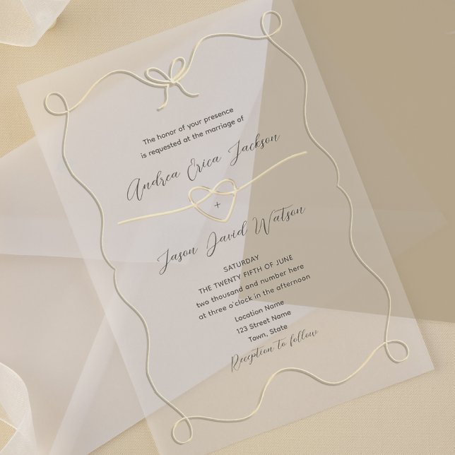 Invitations En Acrylique Arc Dessiné à la Main Transparent Mariage (Créateur téléchargé)