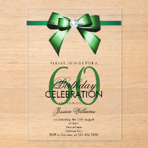 Invitations En Acrylique Arc-en-ciel Ruban et Nœud 60ème Anniversaire