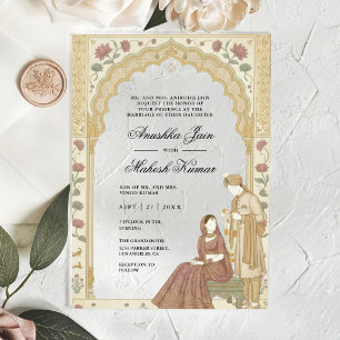 Invitations En Acrylique Arc floral délicat de lotus pour mariage indien co