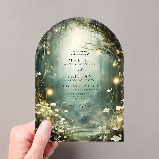 Invitations En Acrylique Arc Mariage Enchanted Forest Path Flowers (In situ (ordinateur de poche))