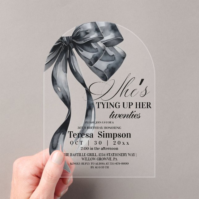 Invitations En Acrylique Arc noir 30e anniversaire  Acrylique (In situ (ordinateur de poche))