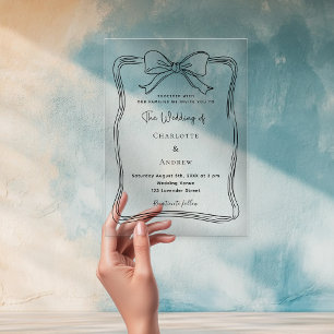 Invitations En Acrylique Arc noir dessiné à la main pour mariage clair