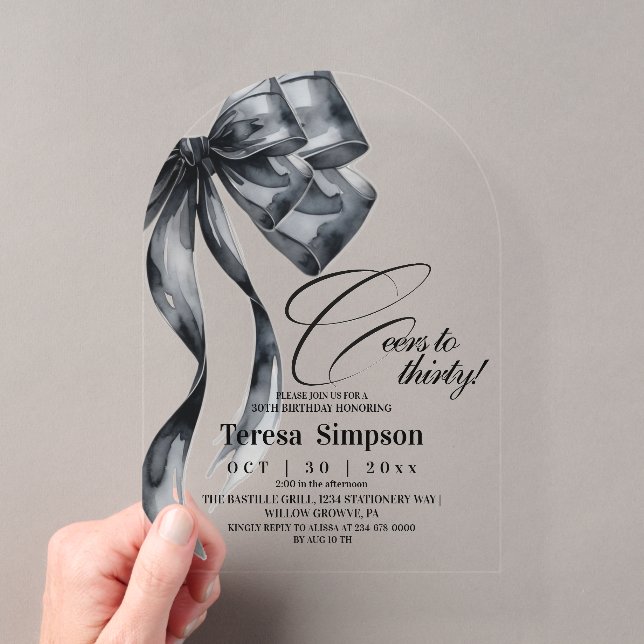 Invitations En Acrylique Arc noir moderne 30 ans Acrylique  (In situ (ordinateur de poche))