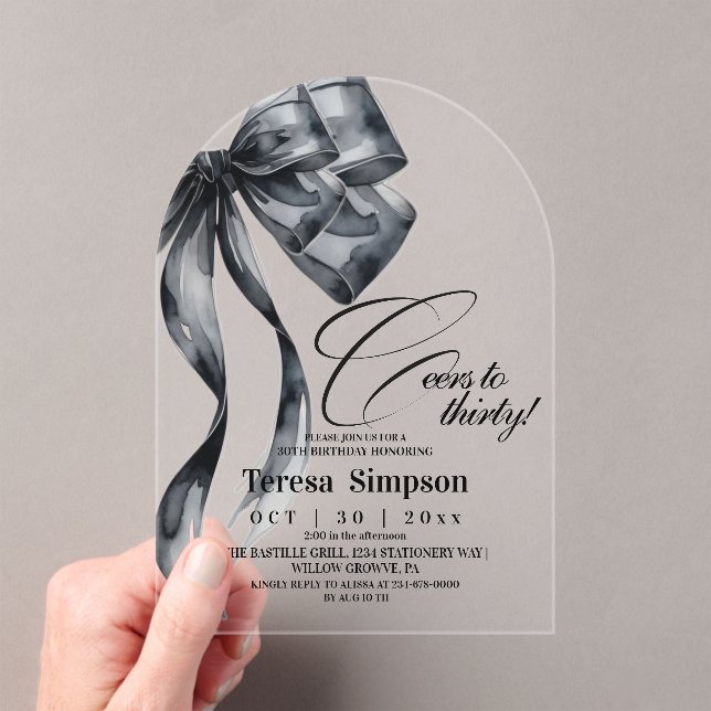 Invitations En Acrylique Arc noir moderne 30e anniversaire Acrylique (In situ (ordinateur de poche))
