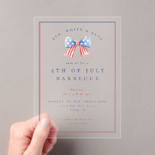 Invitations En Acrylique Arc Prépa Fête d'Indépendance du 4 Juillet BBQ