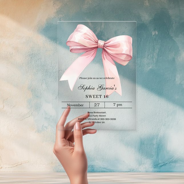 Invitations En Acrylique Arc rose Sweet 16 luxe clair (Créateur téléchargé)
