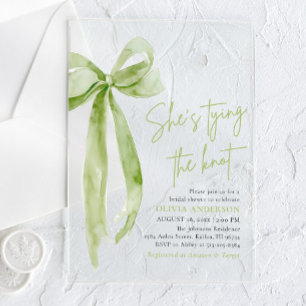 Invitations En Acrylique Arc vert Elle noue le nœud Enterrement de vie de j