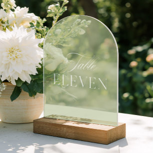 Invitations En Acrylique Arch Acrylique Vert Numéro Onze Table de Mariage