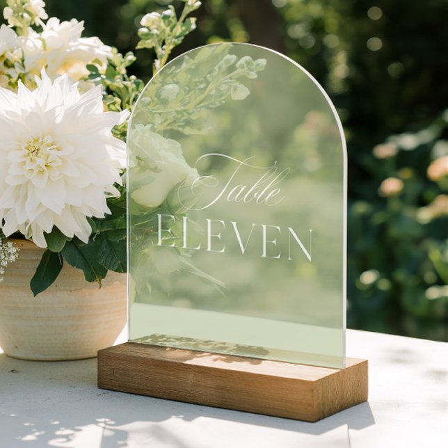 Invitations En Acrylique Arch Acrylique Vert Numéro Onze Table de Mariage (Arch Acrylic Green Wedding Table Eleven Number Invitations)