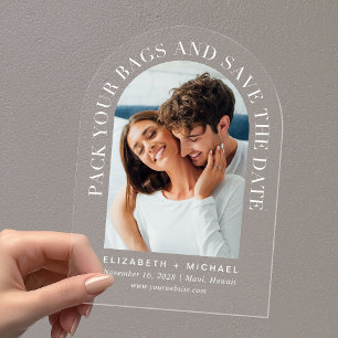 Invitations En Acrylique Arch Photo Destination Mariage Enregistrer La Date