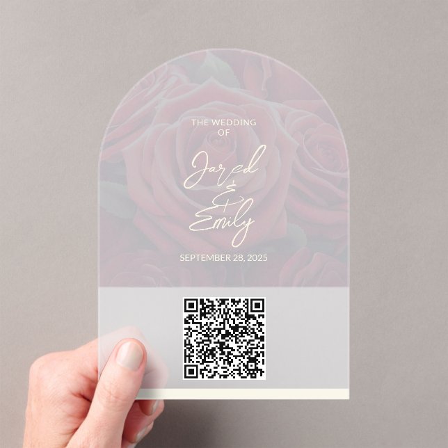 Invitations En Acrylique Arch Rose Style Acrylique Mariage QR Code Invitati (In situ (ordinateur de poche))