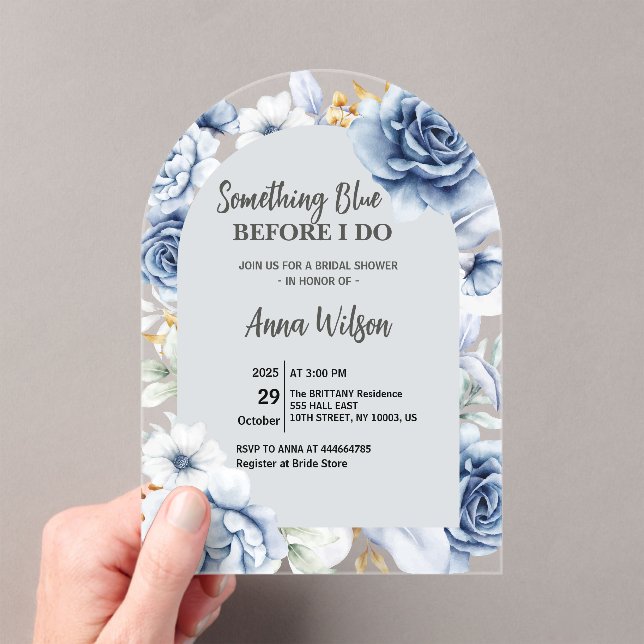 Invitations En Acrylique Arch Something Blue Before I Do Bridal Shower Chic (In situ (ordinateur de poche))