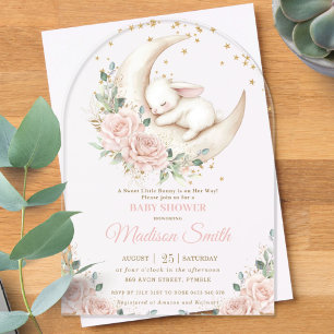 Invitations En Acrylique Arche de Baby shower floral rose-rose-doux