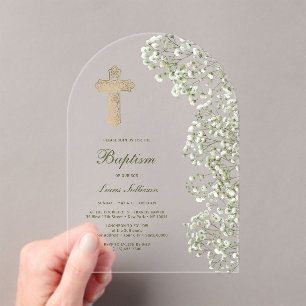 Invitations En Acrylique Arche de baptême Baby's Breath