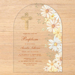 Invitations En Acrylique Arche de baptême de pâquerettes