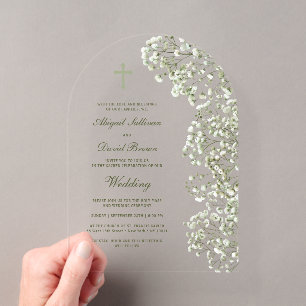 Invitations En Acrylique Arche de Gypsophile Mariage Religieux