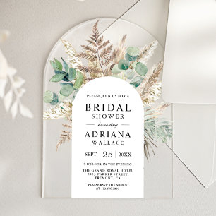 Invitations En Acrylique Arche de mariage rustique Pampas Eucalyptus