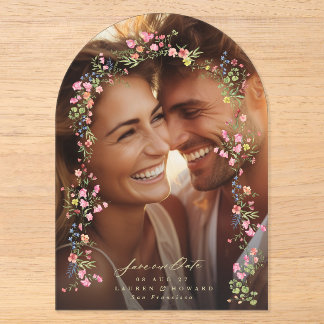 Invitations En Acrylique arche de photo florale élégante pour carte de sauv