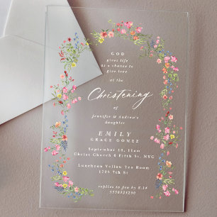 Invitations En Acrylique arche de printemps fleurie christening