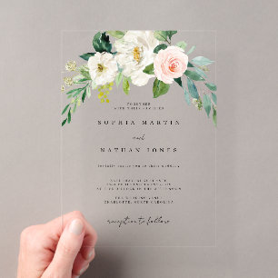 Invitations En Acrylique Arche Florale Moderne Mariage Minimaliste Clair