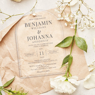 Invitations En Acrylique Arche Mariage Clair Élégante Classique