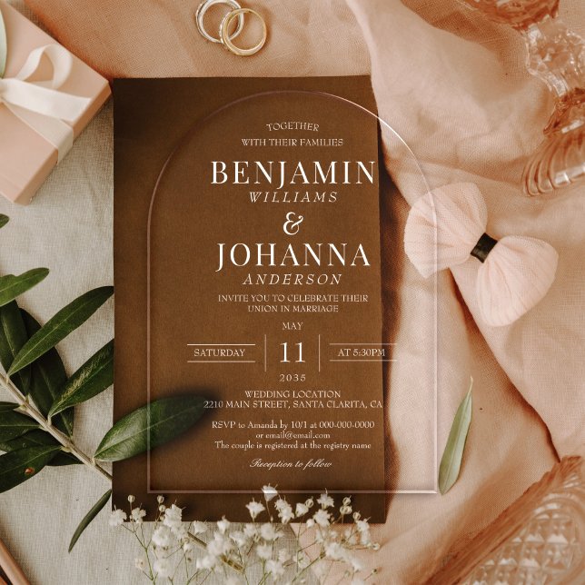 Invitations En Acrylique Arche Mariage transparent élégant (Elegant Transparent Clear Wedding Arch Acrylic Invitations
)