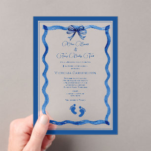 Invitations En Acrylique Arcs Bleus & Petits Orteils Élégante Fête de Bébé 