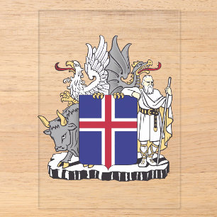 Invitations En Acrylique Armoiries de l'Islande Art des Gardiens Mythiques