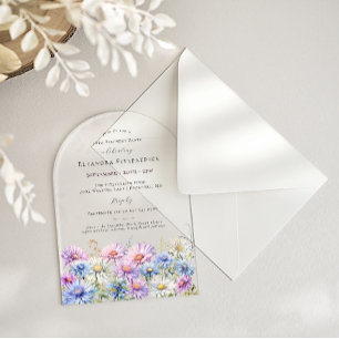 Invitations En Acrylique ARQUE ACRYLIQUE 70 Anniversaire Fleur de naissance