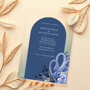 Invitations En Acrylique Art aquarelle cygnes bleus bohèmes