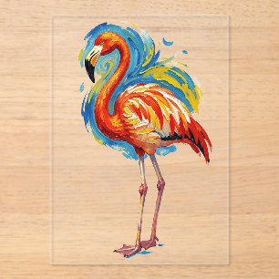 Invitations En Acrylique Art de l'oiseau abstrait flamant rose coloré