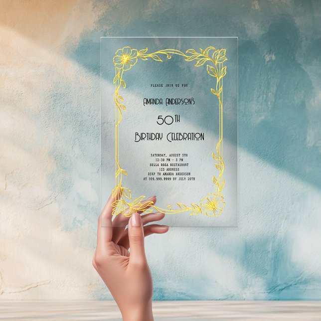 Invitations En Acrylique Art Déco Gatsby or anniversaire clair (Créateur téléchargé)