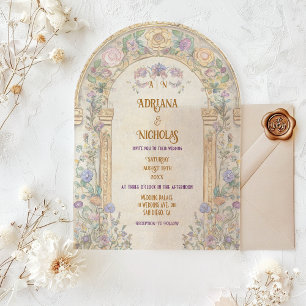 Invitations En Acrylique Art Nouveau Pastel Floral Mariage