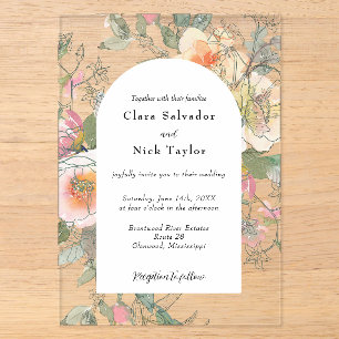 Invitations En Acrylique Artiste Botanique Bohème Jardin Mariage Croquis