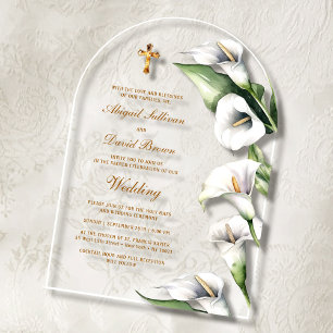 Invitations En Acrylique Arum Lisier couronnent un mariage religieux