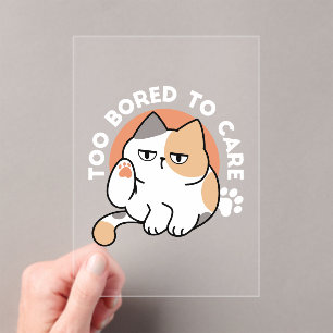 Invitations En Acrylique Attitude de Chat Paresseux – Trop Ennuyé pour S'en