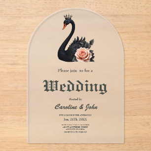 Invitations En Acrylique Aussi rare qu'un cygne noir, intemporel comme l'am