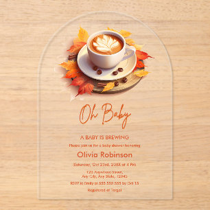 Invitations En Acrylique Automne Oh Baby Un bébé est en train de brasser du