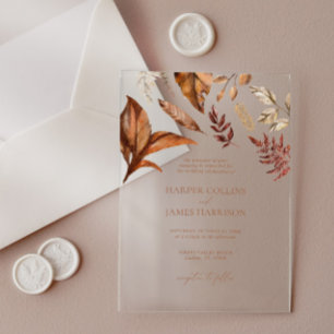 Invitations En Acrylique Automne Rustique Terracotta Floral Mariage