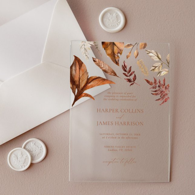 Invitations En Acrylique Automne Rustique Terracotta Floral Mariage (Fall Rustic Terracotta Floral Wedding Acrylic Invitations)