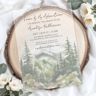 Invitations En Acrylique Aventure de montagne forestière pour la douche de