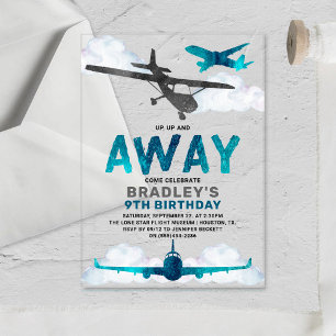 Invitations En Acrylique Avion Aviation Tout âge Anniversaire Partie