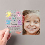 Invitations En Acrylique Axolotl Kids Cute Salamander Photo Anniversaire<br><div class="desc">Un design axolotl joli dessiné à la main avec des axolotles multicolores nageant et s'amusant. Un design idéal pour les thèmes de la fête des enfants, la décoration de la chambre, les accessoires scolaires et les cadeaux personnalisés. Ce design axolotl est idéal pour les amateurs d'axolotls, de salamandres, de poissons...</div>
