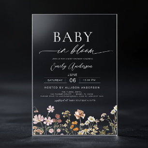 Invitations En Acrylique Baby Fleur Sauvage en Fleur Baby Shower