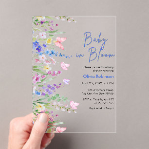 Invitations En Acrylique Baby Floral Spring en Fleur Baby Shower