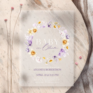 Invitations En Acrylique Baby in Bloom - Elégant Baby shower Floral