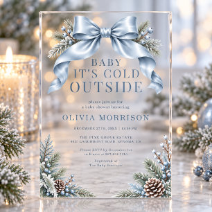 Invitations En Acrylique Baby It's Cold Outside Baby Shower Ruban Bleu
